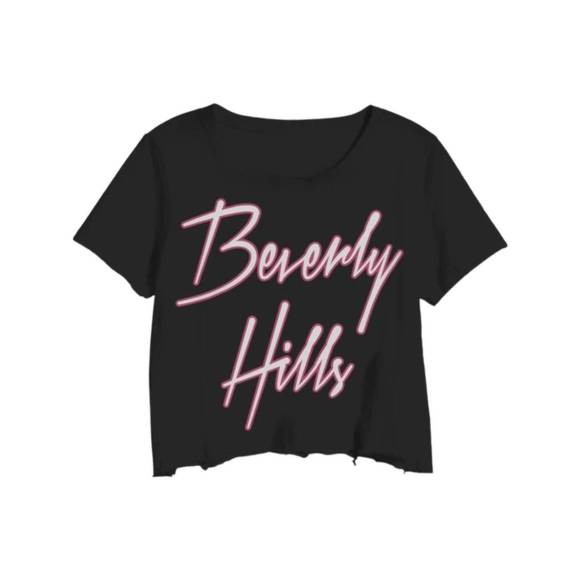 NEW PRINCE PETER women's beverly hills logo crop tee in black - Picture 1 of 1